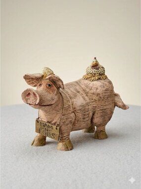 2003 Ham N Eggs Pig & Chicken Figurine Rustic Farmhouse Decor Resin 8"x5" Collec
